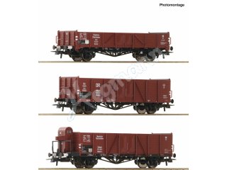 ROCO 6600102 H0 3-tlg. Set: Offene Güterwagen, DRB